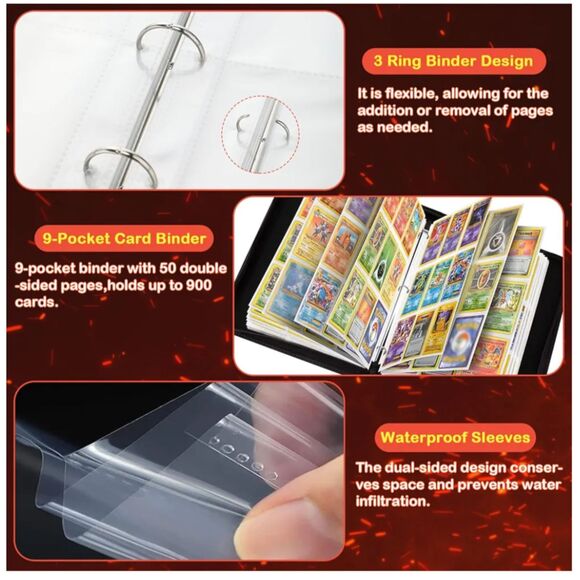 🔥💧 Pokemon Charizard Squirtle 9 Pocket Card Binder - Picture 4 of 4